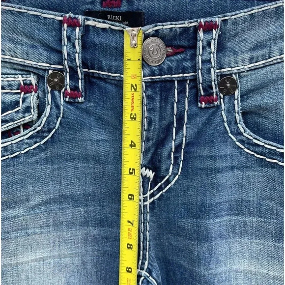 True Religion Mens Ricky Relaxed Straight Super T Flap Denim Pants Blue Sz 25 - Picture 5 of 16